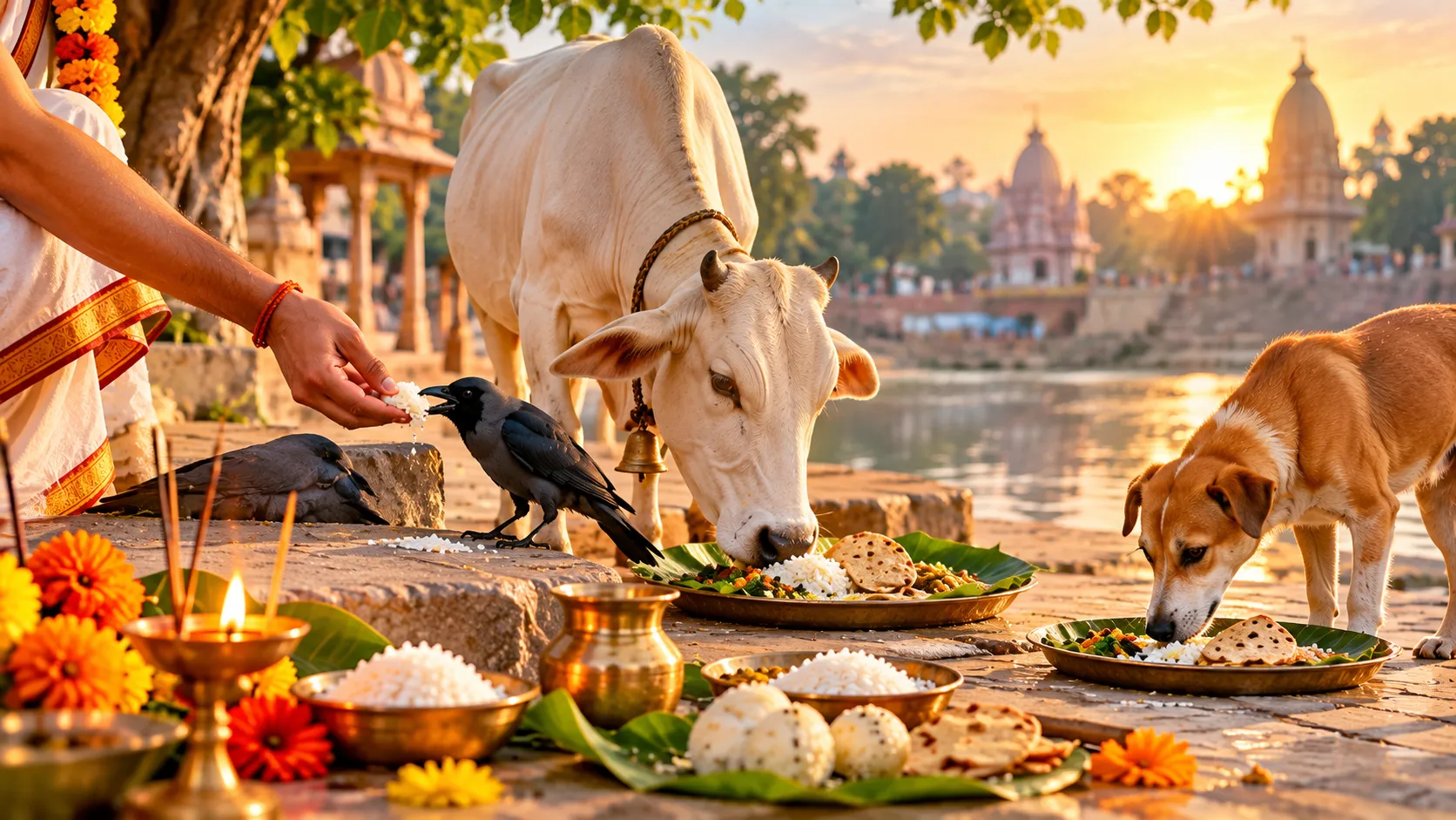 Food to cow and dog on pitru paksha 2026